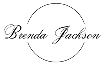 A black and white logo of brenda jackson